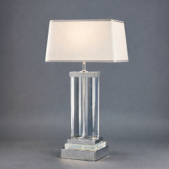 Karl Springer Pair of Lucite and Polished Nickel Column Lamps in the Style of Karl Springer  - 4527486