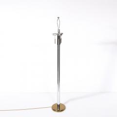 Karl Springer Pair of Mid Century Modernist Floor Lamps in Chrome Brass by Karl Springer - 4438676
