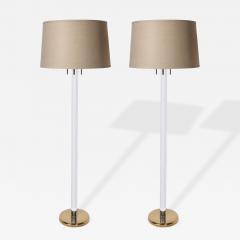 Karl Springer Pair of Mid Century Modernist Floor Lamps in Chrome Brass by Karl Springer - 4441224