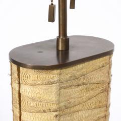 Karl Springer Pair of Mid Century Tessellated Lizard Bronze Table Lamps by Karl Springer - 4654253
