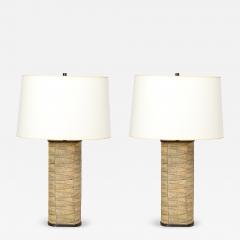 Karl Springer Pair of Mid Century Tessellated Lizard Bronze Table Lamps by Karl Springer - 4659956