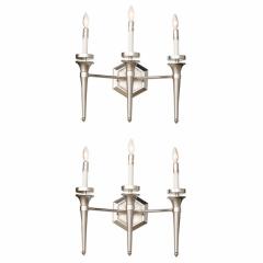 Karl Springer Pair of Three Light Wall Sconces - 4274680