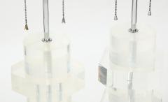 Karl Springer Pair of Vintage Stacked Lucite Table Lamps attributed to Karl Springer - 1964022