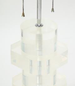 Karl Springer Pair of Vintage Stacked Lucite Table Lamps attributed to Karl Springer - 1964023