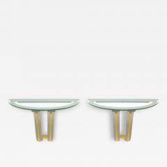 Karl Springer Pair of Wall Mounted Tulip Console Tables by Karl Springer - 148452