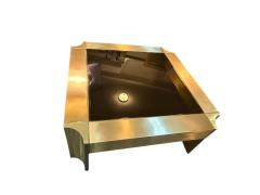 Karl Springer RARE MODERNIST KARL SPRINGER SATIN POLISHED BRASS CUTOUT COFFEE TABLE - 4464347