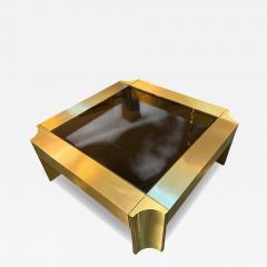 Karl Springer RARE MODERNIST KARL SPRINGER SATIN POLISHED BRASS CUTOUT COFFEE TABLE - 4464359