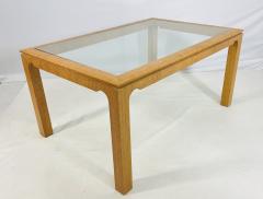 Karl Springer Raffia Embossed Dining Table in the Style of Karl Springer USA 1970s - 4154147