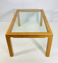 Karl Springer Raffia Embossed Dining Table in the Style of Karl Springer USA 1970s - 4154149