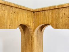 Karl Springer Raffia Embossed Dining Table in the Style of Karl Springer USA 1970s - 4154154