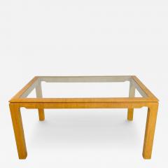 Karl Springer Raffia Embossed Dining Table in the Style of Karl Springer USA 1970s - 4159198