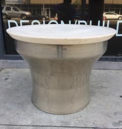 Karl Springer Rain Drum Side Tables in Polished Steel and Marble Karl Springer 1970s - 35501