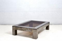 Karl Springer Rare Gunmetal and Glass Coffee Table 1980 - 2856381