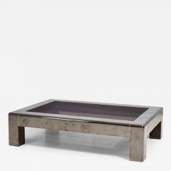 Karl Springer Rare Gunmetal and Glass Coffee Table 1980 - 2858861