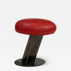 Karl Springer Rare Karl Springer Leather and Metal Stool - 1143334