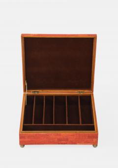 Karl Springer Rare Large Painted Goatskin Jewelry Box by Karl Springer - 4379696