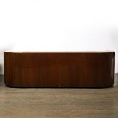 Karl Springer Rare Mid Century Curved Back Sofa in Book Matched Walnut signed Karl Springer - 4403280