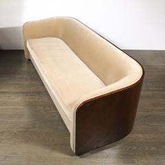 Karl Springer Rare Mid Century Curved Back Sofa in Book Matched Walnut signed Karl Springer - 4403283