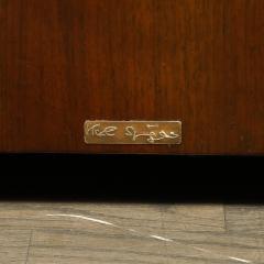 Karl Springer Rare Mid Century Curved Back Sofa in Book Matched Walnut signed Karl Springer - 4403284