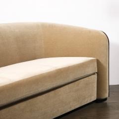 Karl Springer Rare Mid Century Curved Back Sofa in Book Matched Walnut signed Karl Springer - 4403288