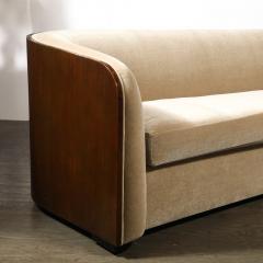 Karl Springer Rare Mid Century Curved Back Sofa in Book Matched Walnut signed Karl Springer - 4403289