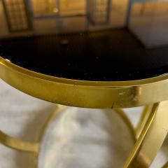 Karl Springer Rare Pair of Vintage Karl Springer Onyx and Brass Side Tables - 4044616