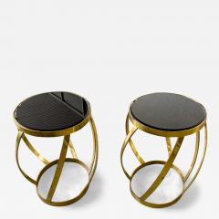 Karl Springer Rare Pair of Vintage Karl Springer Onyx and Brass Side Tables - 4047994