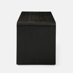 Karl Springer Rare Pair of Waterfall Side Tables in Black Lizard Leather Brass and Glass - 2136796