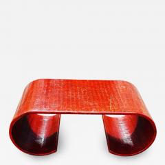 Karl Springer SCROLLED RED TEXTURED COFFEE TABLE IN THE MANNER OF KARL SPRINGER - 2119708