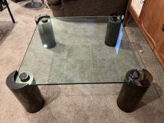 Karl Springer SIGNED KARL SPRINGER BRONZE AND BRASS CYLINDER COFFEE TABLE - 3742145