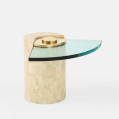 Karl Springer Sculpture Leg table in Coral Brass and Glass by Karl Springer - 3106471