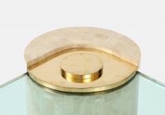 Karl Springer Sculpture Leg table in Coral Brass and Glass by Karl Springer - 3106486