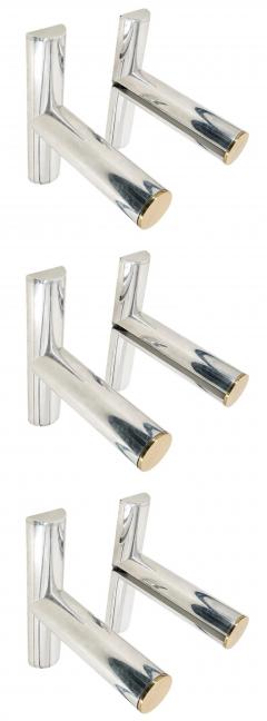 Karl Springer Set of 3 Wall Shelfs in Polished Aluminum Brass attb to Karl Springer - 3125151