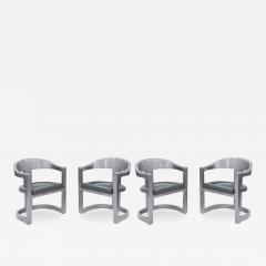 Karl Springer Set of 4 Onassis Chairs in Metallic Gray Lacquer by Karl Springer - 157013