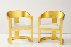 Karl Springer Set of 6 Karl Springer Gold Onassis Chairs with Leather Upholstery  - 3099820