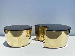 Karl Springer Set of Interlocking Brass and Granite Coffee Tables - 2066841