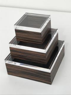 Karl Springer Set of Three Macassar Ebony and Lucite Jewelry Boxes - 441283