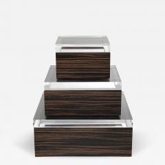 Karl Springer Set of Three Macassar Ebony and Lucite Jewelry Boxes - 443853