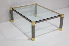 Karl Springer Signed Karl Springer Gunmetal and Brass Cocktail Table 1970s - 4497192