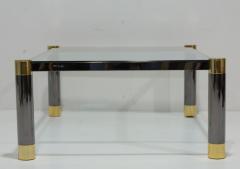 Karl Springer Signed Karl Springer Gunmetal and Brass Cocktail Table 1970s - 4497196