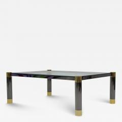 Karl Springer Signed Karl Springer Gunmetal and Brass Cocktail Table 1970s - 4497961