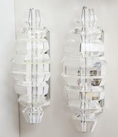 Karl Springer Spectacular Giant Pair of Faceted Lucite Sconces Attributed to Karl Springer  - 1057585