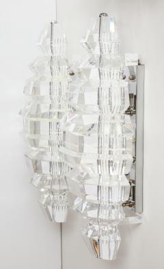 Karl Springer Spectacular Giant Pair of Faceted Lucite Sconces Attributed to Karl Springer  - 1057587