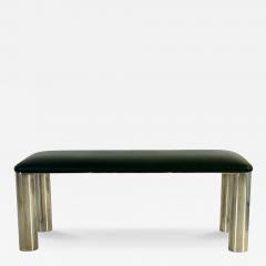 Karl Springer Stainless Steel and Leather Bench 1980 - 4434856