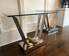 Karl Springer Steel and Brass Tulip Bases for Dining or Console tables by Karl Springer - 2882342