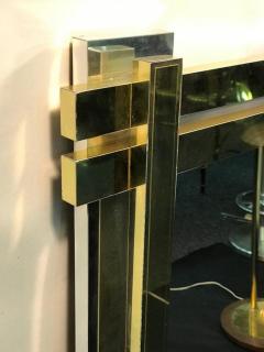 Karl Springer Stunning Polished Brass Chromed Metal Wall Mirror in the Manner of Springer - 417244