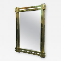 Karl Springer Stunning Polished Brass Chromed Metal Wall Mirror in the Manner of Springer - 417848