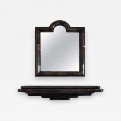 Karl Springer Style Goatskin Wall Mount Console and Mirror - 1280461