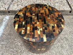 Karl Springer Tessellated Horn Drum Table After Karl Springer - 4676662