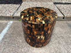 Karl Springer Tessellated Horn Drum Table After Karl Springer - 4676670
